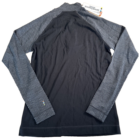 Smartwool Women's Classic Thermal Merino 1/4 Zip Base Layer Shirt - Black Dot L - Picture 4 of 9